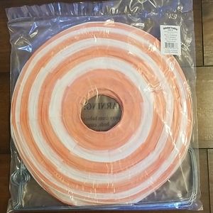 6 Coral & White Striped Paper Lanterns